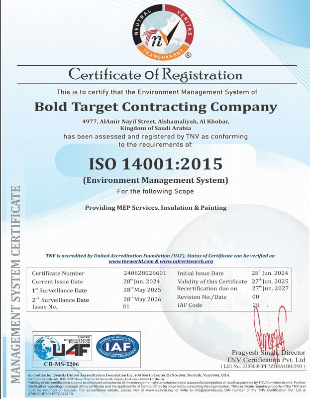 BoldTarget Contracting Company Achieves ISO 14001:2015 Certification