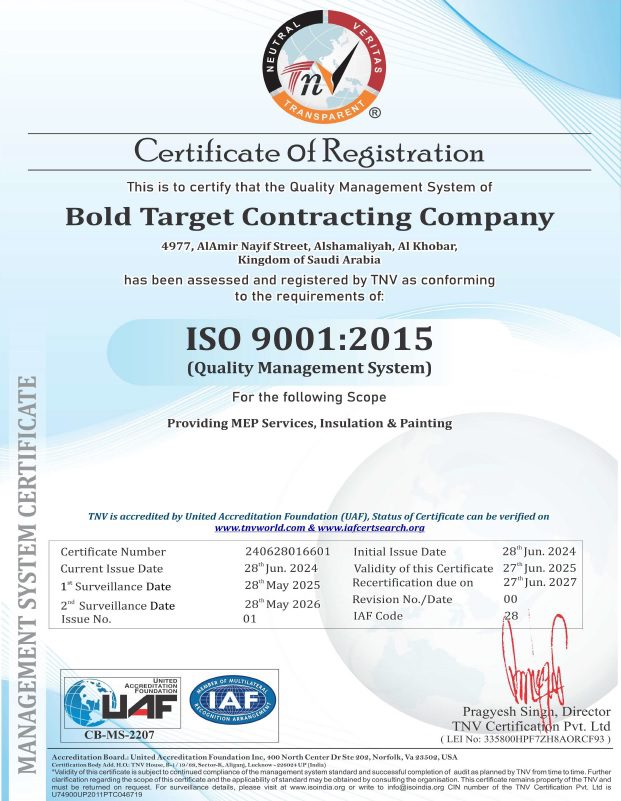 BoldTarget Contracting Company Achieves ISO 9001:2015 Certification